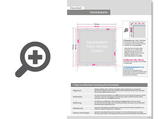 Product Bild getr__nkekarte_mit_2-fach_drahtheftung__endformat_quadrat_14_8_cm_x_14_8_cm__12-seitig